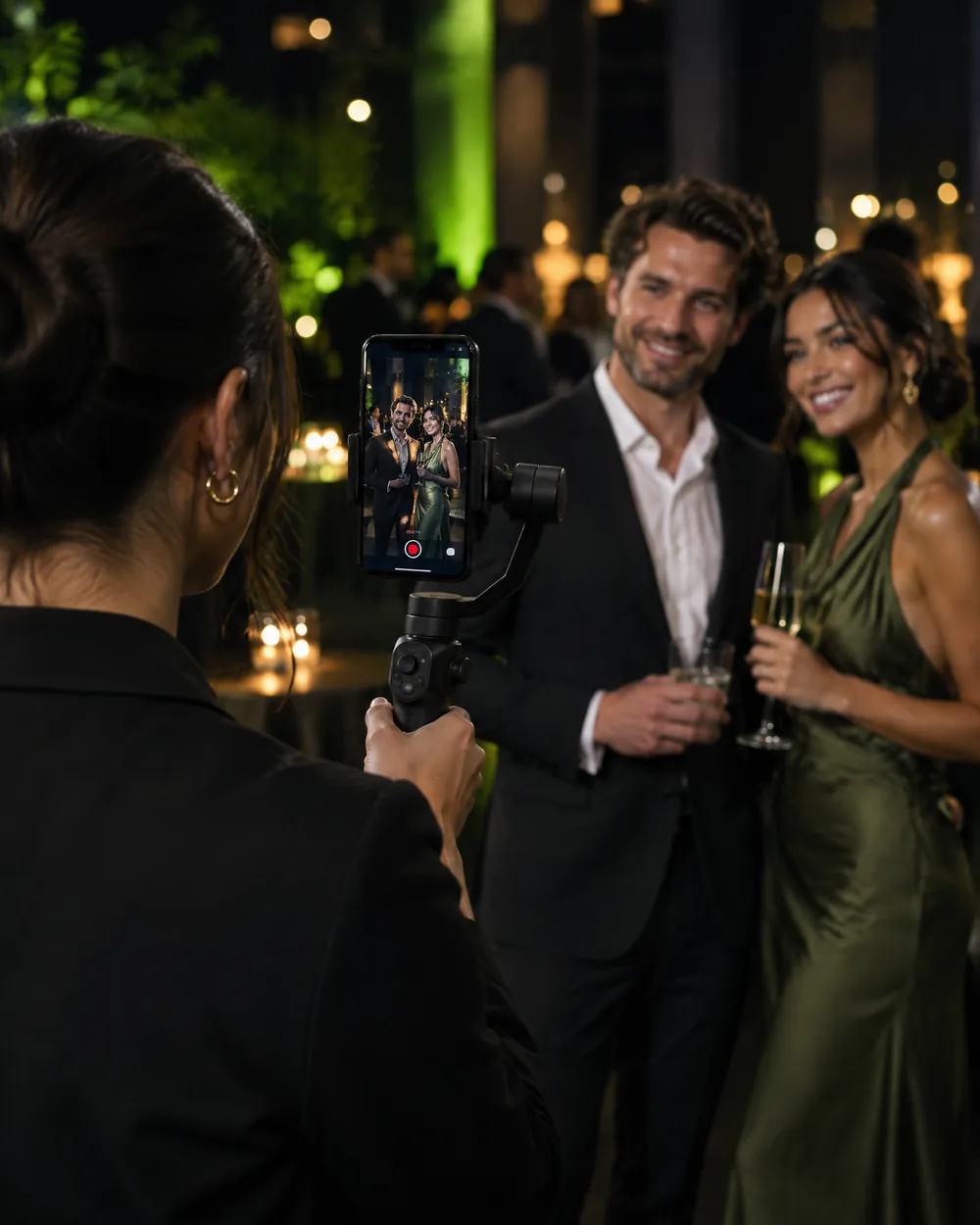 Videomaker che gira un reel durante un evento